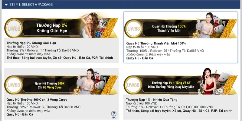 Các điều kiện cần thỏa mãn khi nạp tiền UW88