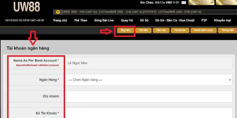 Nạp tiền UW88